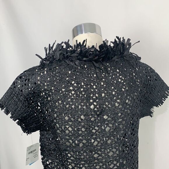 Pe De Chumbo NWT black woven fringe trim top - Picture 6 of 9